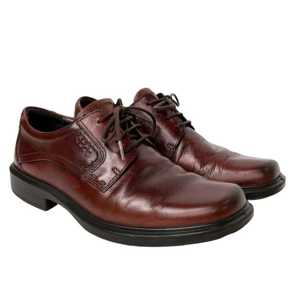 Ecco Other - ECCO Berlin Brown Leather Lace Up Plain Toe Oxford Shock Point Dress Shoes 41